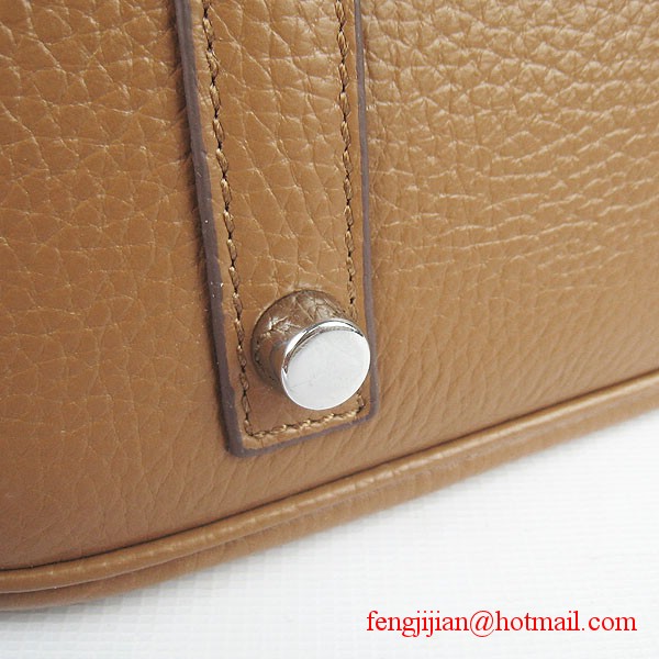 Hermes 35cm Embossed Veins Leather Bag Light Coffee 6089 Silver Hardware Hermes 35cm Embossed Veins Leather Bag Light Coffee 6089 Silver Hardware